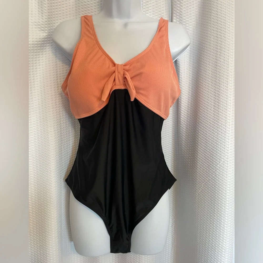 Beachsissi black & pink one piece swimsuit size XL NWT